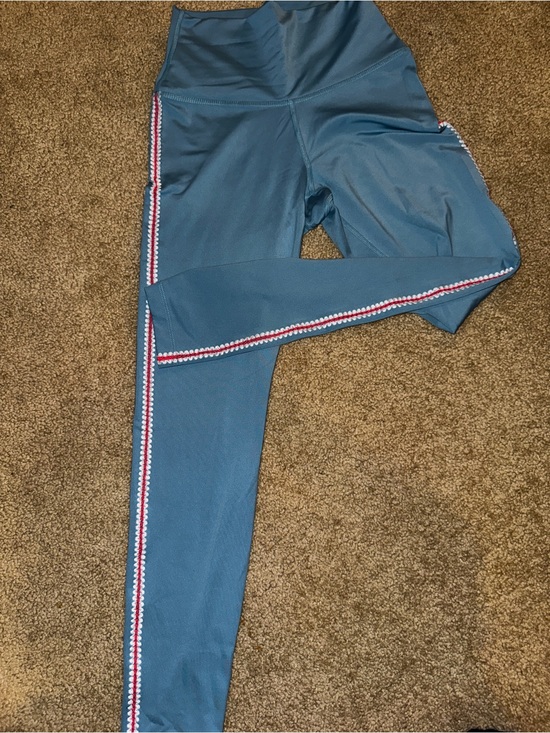 Nike Pants - Nike Yoga Dri-FIT Crochet Trim High Waist Leggings Blue Orange S